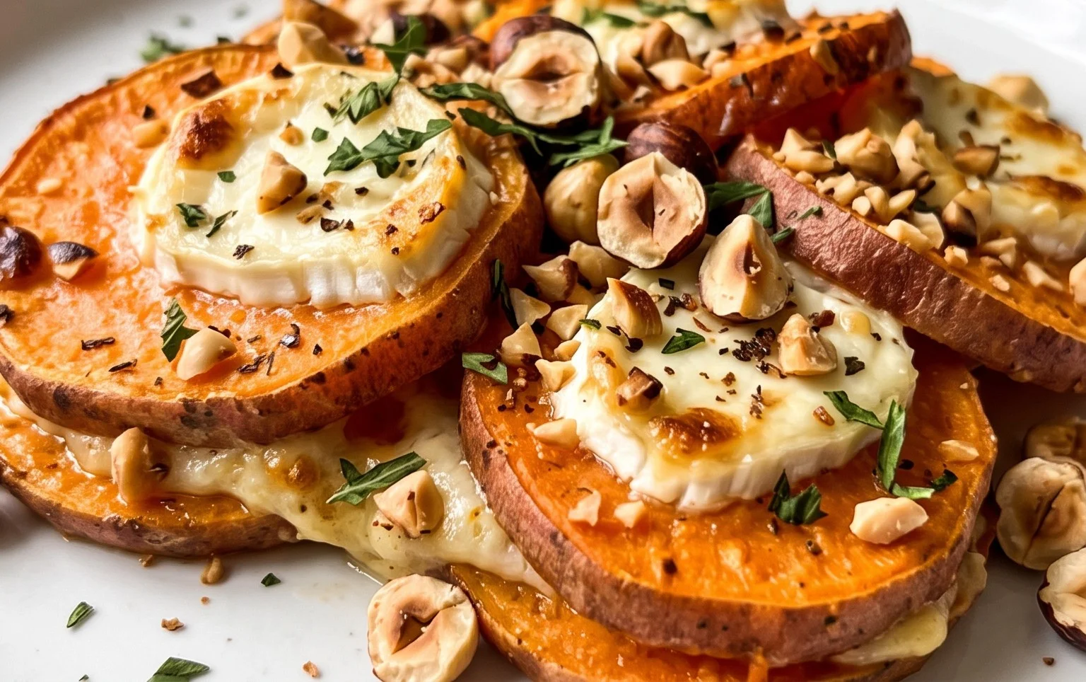 Gratin de patates douces au chèvre et noisettes