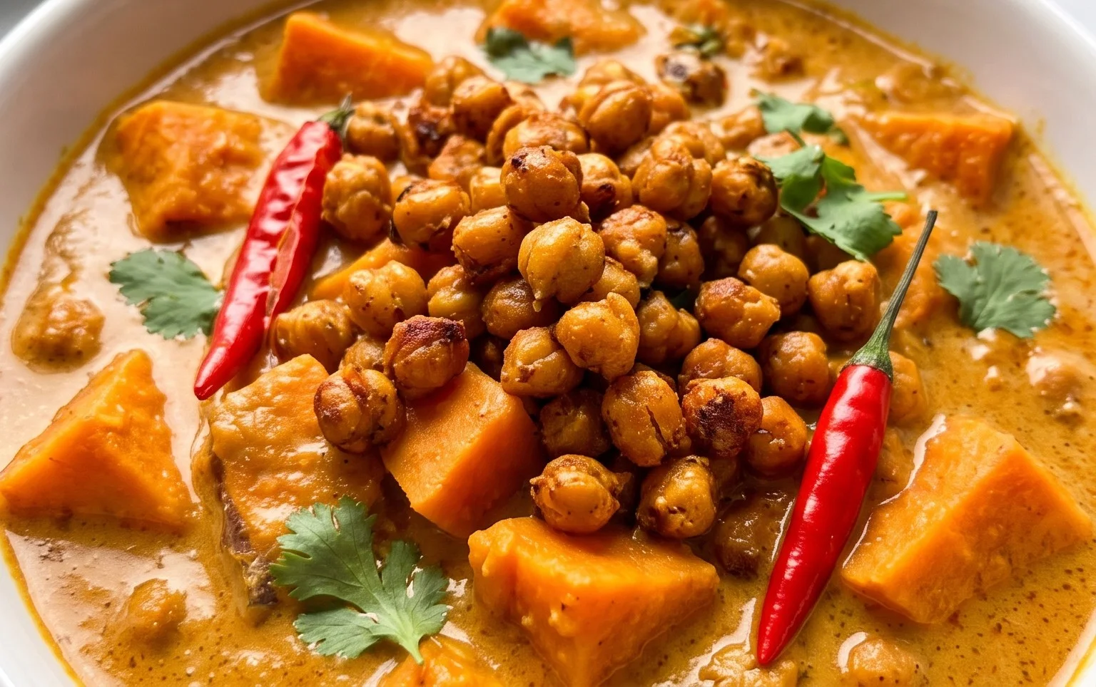 Curry Thaï Patates Douces, Pois Chiches Croquants / Sweet Potato Curry with Crispy Sesame Chickpeas
